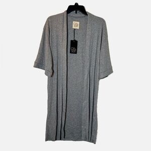 NWT Chaser Open Front Cardigan Duster Women Gray Casual Cozy Knit